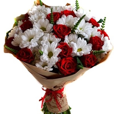 Букет из роз и хризантем "Вивьен" с доставкой в Севастополь